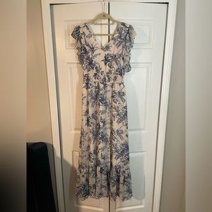 Full length blue/white dress
